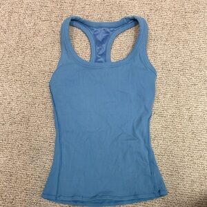 Alo yoga ribbed support bra shirt built in Blue Racerback Tank Top workout